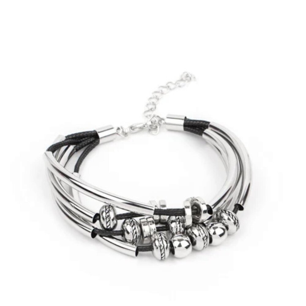 Paparazzi Jewelry Accessories - We Aim To Please - Black Bracelet - Vintage - Picture 2 of 4